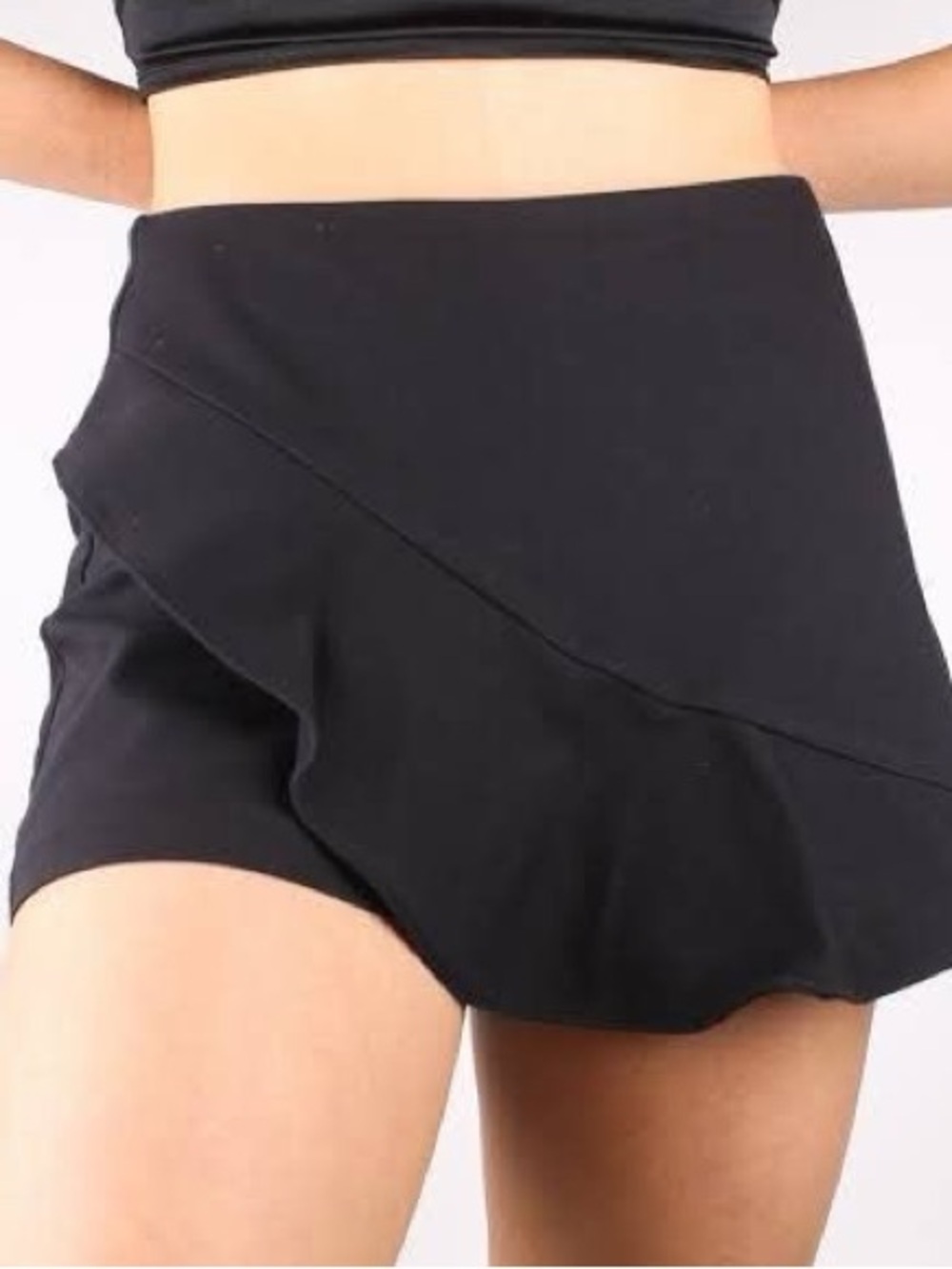 Zara Black Ruffled Mini Skort - Size M